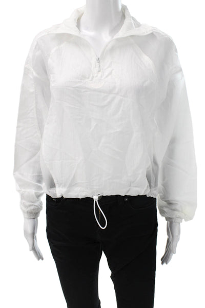 Adidas Womens White Windbreaker Jacket Polyester Long Sleeve Size 2XS