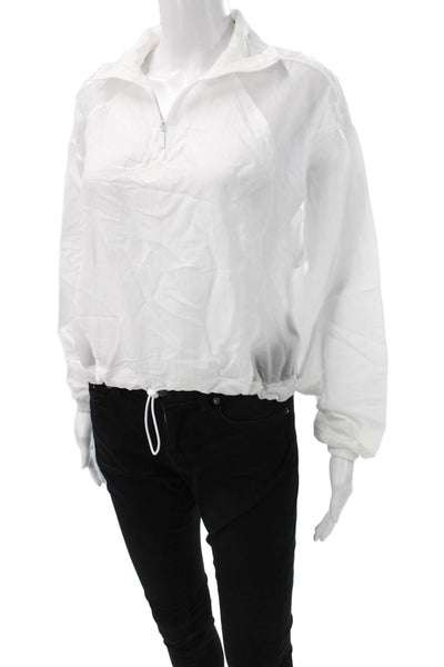 Adidas Womens White Windbreaker Jacket Polyester Long Sleeve Size 2XS