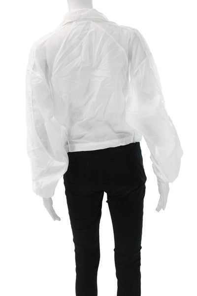 Adidas Womens White Windbreaker Jacket Polyester Long Sleeve Size 2XS