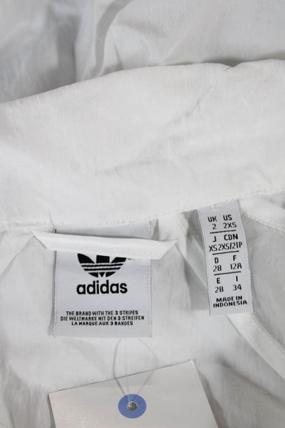 Adidas Womens White Windbreaker Jacket Polyester Long Sleeve Size 2XS