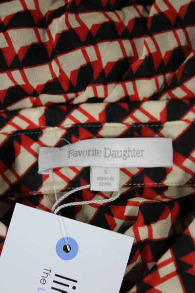 Favorite Daughter Womens Cropped Collared Geometric Button-Up Blouse Size S