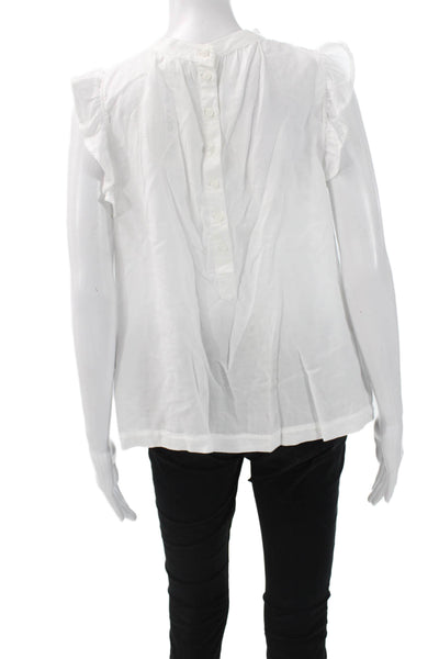 Bella Dahl Women High Neck Sleeveless Tencel Blouse White Button Size M