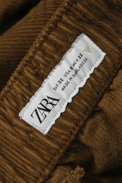 Zara Women Pants Brown Cotton Solid Size 0
