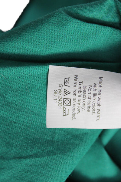 J Crew Womens Fit & Flare Dress Green V Neck Sleeveless Petite Size 6