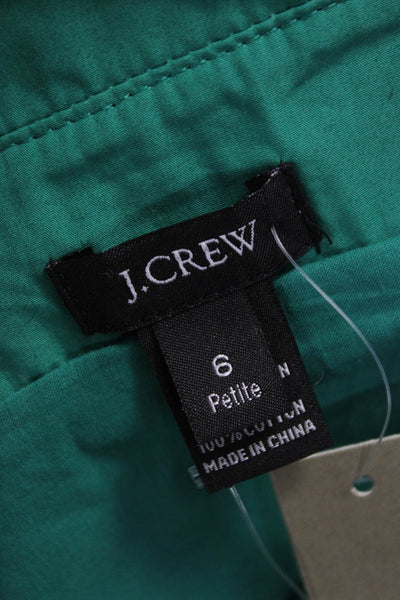 J Crew Womens Fit & Flare Dress Green V Neck Sleeveless Petite Size 6