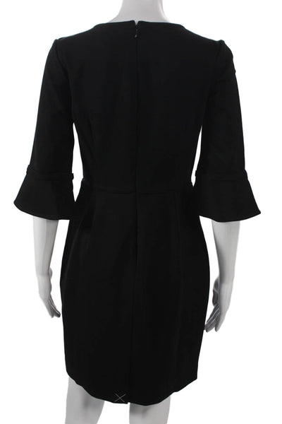 J Crew Womens Black Sheath Dress Short 3/4 Sleeve Viscose Zip Size 4P