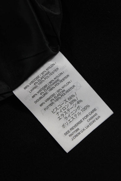 J Crew Womens Black Sheath Dress Short 3/4 Sleeve Viscose Zip Size 4P