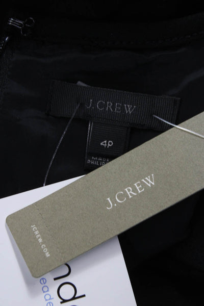 J Crew Womens Black Sheath Dress Short 3/4 Sleeve Viscose Zip Size 4P