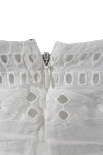 J Crew Women Sundress White Eyelet Square Neck Knee Length Size 2P