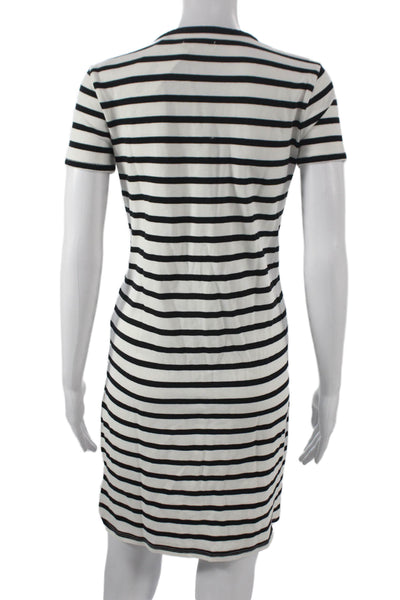 Madewell Women T-Shirt Dress Black Striped Crew Neck Short Sleeve Size XS