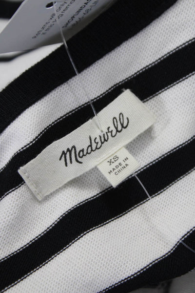 Madewell Women T-Shirt Dress Black Striped Crew Neck Short Sleeve Size XS