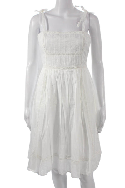 Point Sur Womens White Sundress Square Neck Sleeveless Cotton Petite Size 6