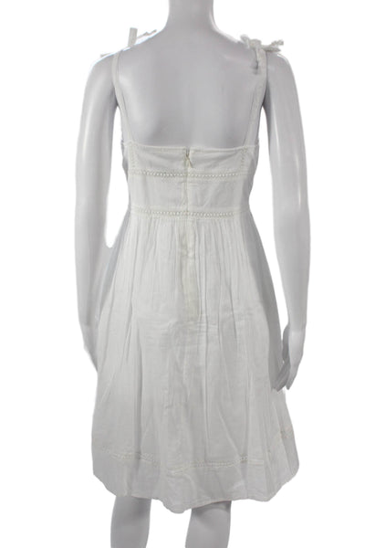 Point Sur Womens White Sundress Square Neck Sleeveless Cotton Petite Size 6