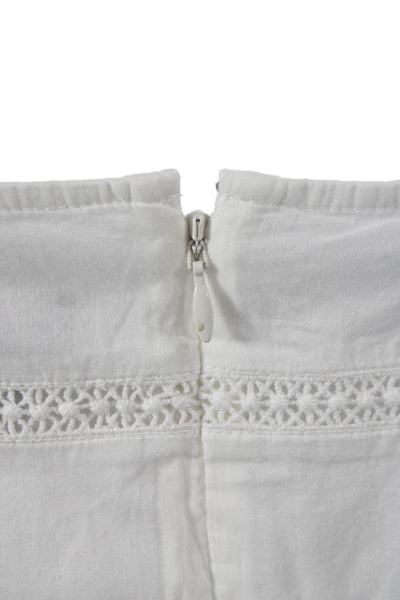 Point Sur Womens White Sundress Square Neck Sleeveless Cotton Petite Size 6