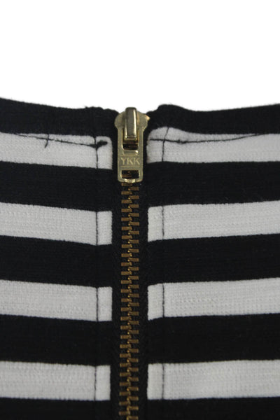 J Crew Women Black Striped Shift Dress Short Sleeve Cotton Size PS