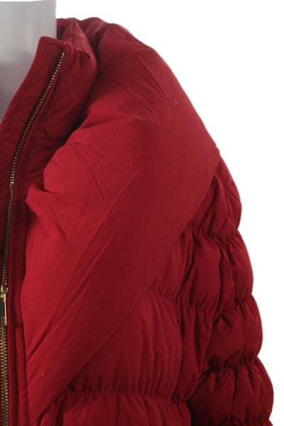 Ciao Milano Women Red Puffer Jacket Collared Long Sleeve Size S