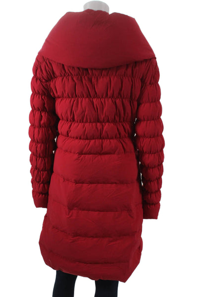 Ciao Milano Women Red Puffer Jacket Collared Long Sleeve Size S
