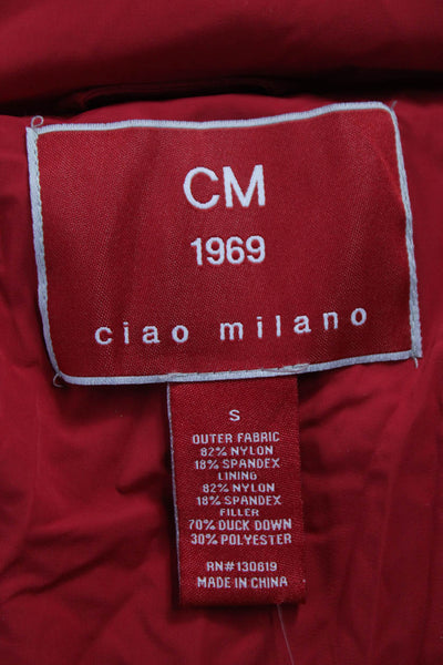 Ciao Milano Women Red Puffer Jacket Collared Long Sleeve Size S