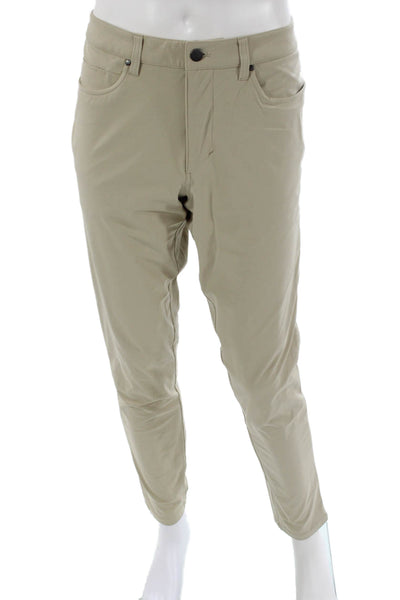 Lululemon Mens Beige Polyester Pants Zipper Fly Size 35