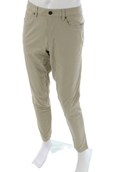 Lululemon Mens Beige Polyester Pants Zipper Fly Size 35