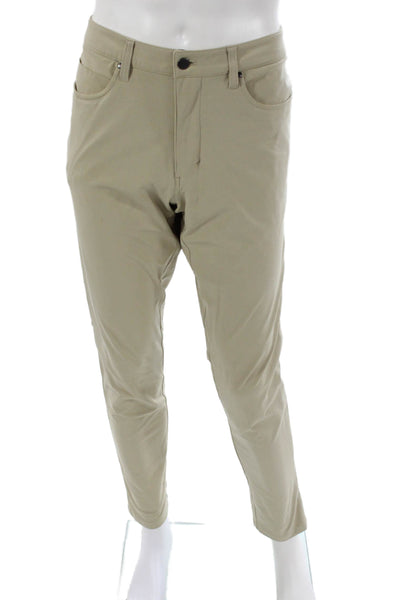 Lululemon Mens Beige Chino Pants Polyester Button Size 36