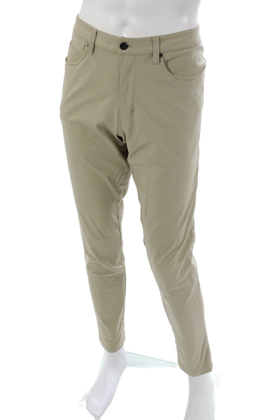 Lululemon Mens Beige Chino Pants Polyester Button Size 36