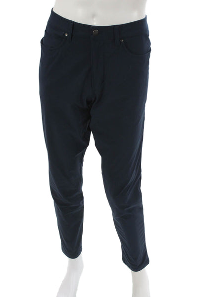 Lululemon Mens Blue Cotton Pants Zipper Fly Inseam 28 Size 35