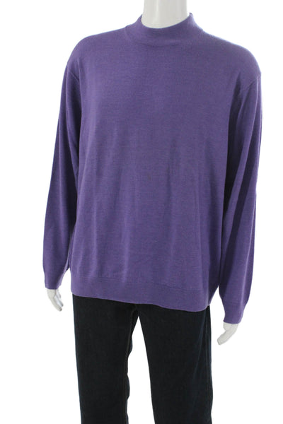 Raffi Cashmere Mens Purple Wool Crew Neck Long Sleeve Sweater Size 2XL