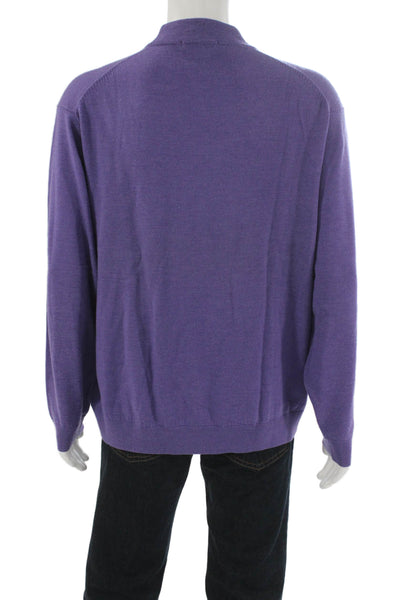 Raffi Cashmere Mens Purple Wool Crew Neck Long Sleeve Sweater Size 2XL