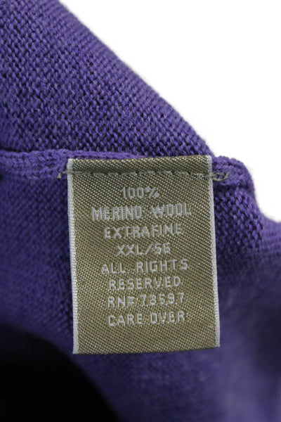 Raffi Cashmere Mens Purple Wool Crew Neck Long Sleeve Sweater Size 2XL