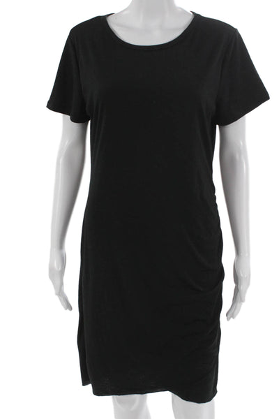 BTFBM Womens Black T-Shirt Dress Short Sleeve Round Neck Size L