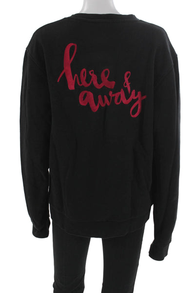 Maje Womens Black Cotton Pullover Sweatshirt Crew Neck Long Sleeve Paris Size 4