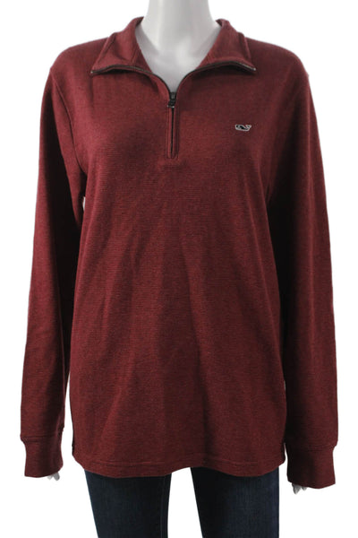 Vineyard Vines Mens Red Collared Long Sleeve Pullover Size S