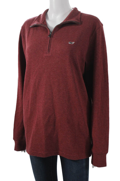 Vineyard Vines Mens Red Collared Long Sleeve Pullover Size S