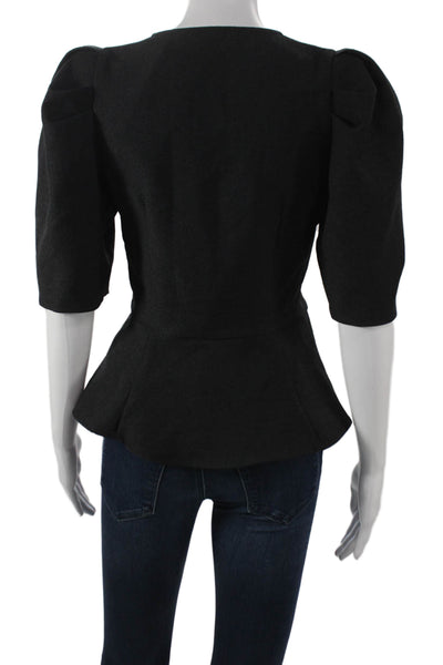 Zara Womens Black Short Sleeve Round Neck Basic Blouse Polyester Size XS
