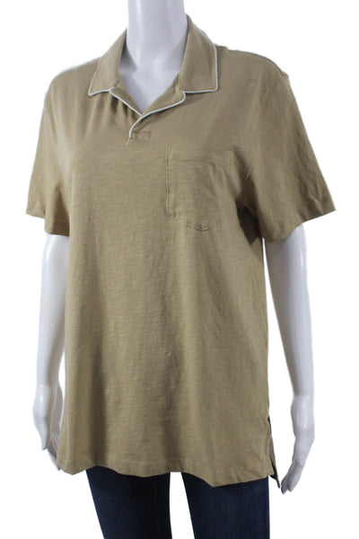 Todd Snyder Mens Beige Cotton Short Sleeve Polo Shirt Size M
