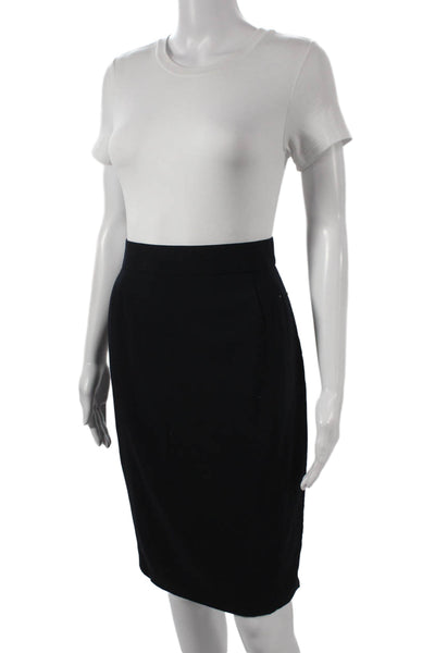 Escada Margaretha Ley Womens Straight Pencil Skirt Black Wool Short Size 40