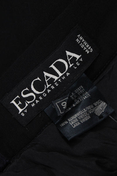 Escada Margaretha Ley Womens Straight Pencil Skirt Black Wool Short Size 40