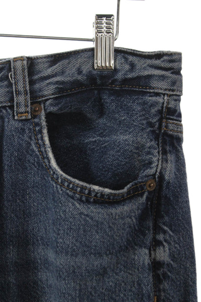 Zara Women Blue High Rise Cotton Blend Straight Jeans Button Size 12