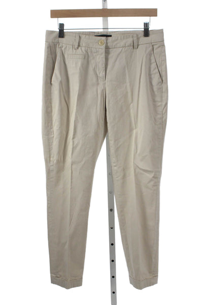 Cambio Womens Beige Cotton Blend Chino Pants Button Closure Size S