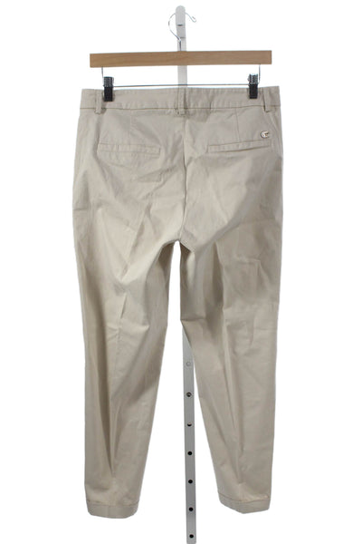 Cambio Womens Beige Cotton Blend Chino Pants Button Closure Size S