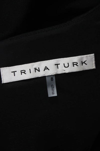 Trina Turk Womens Sheath Dress Black Boat Neck Half Sleeve Knee Length Size 8