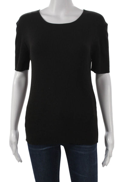 Escada Womens Basic Scoop Neck Black Wool Short Sleeve T-Shirt Size 42