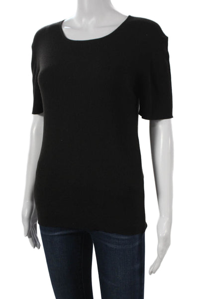 Escada Womens Basic Scoop Neck Black Wool Short Sleeve T-Shirt Size 42