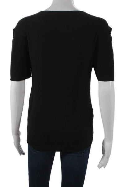 Escada Womens Basic Scoop Neck Black Wool Short Sleeve T-Shirt Size 42