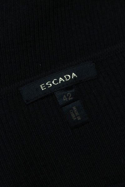 Escada Womens Basic Scoop Neck Black Wool Short Sleeve T-Shirt Size 42