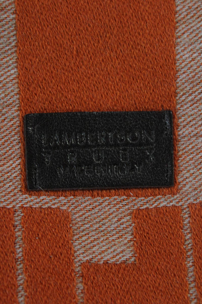 Lambertson Truex Womens Striped Fringe trim Scarf Orange Wool
