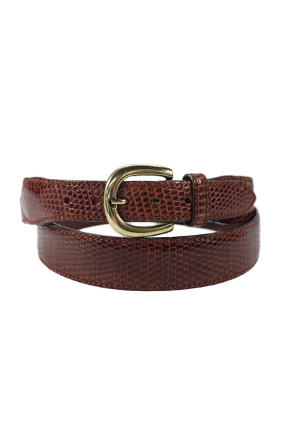 Cross Womens Leather Alligator Print Gold Tone Belt Brown Size 34
