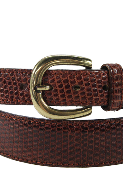 Cross Womens Leather Alligator Print Gold Tone Belt Brown Size 34