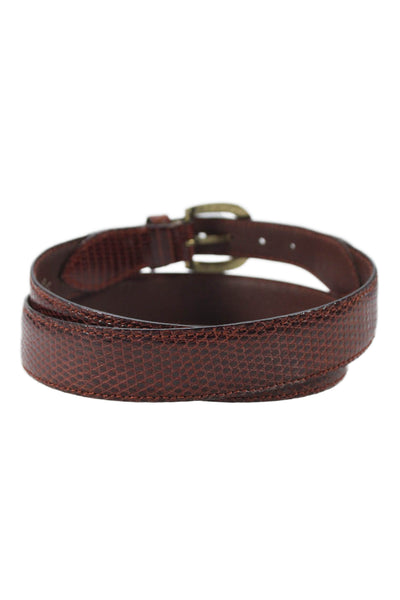 Cross Womens Leather Alligator Print Gold Tone Belt Brown Size 34